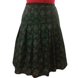 Marc O'Polo Sweden Pleated Skirt Gray Floral Print Lined Side Zip US 8 EU 40